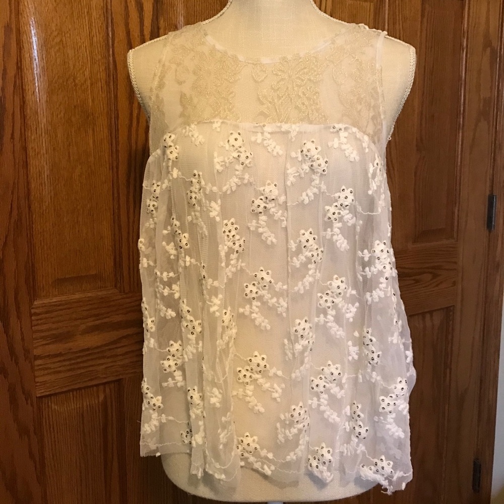 American Rag Ivory Embroidered Blouse